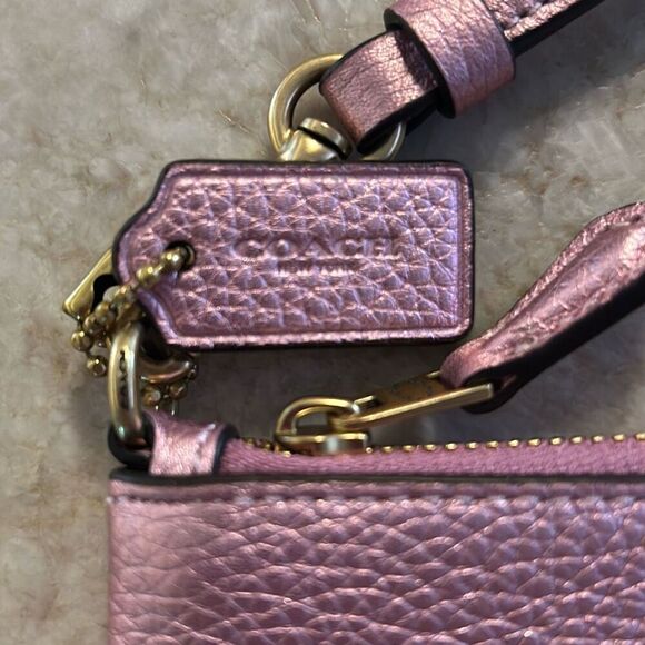 COACH Pink Metallic Large Wristlet - Picture 3 of 5